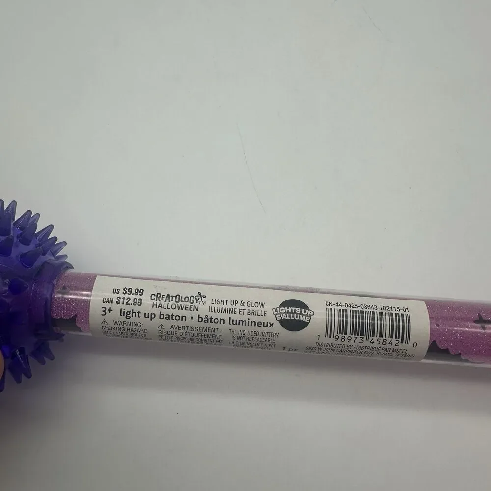 Creatology Halloween Light Up Baton Spiky Ball Flashing LED Wand Toy Prop Bats